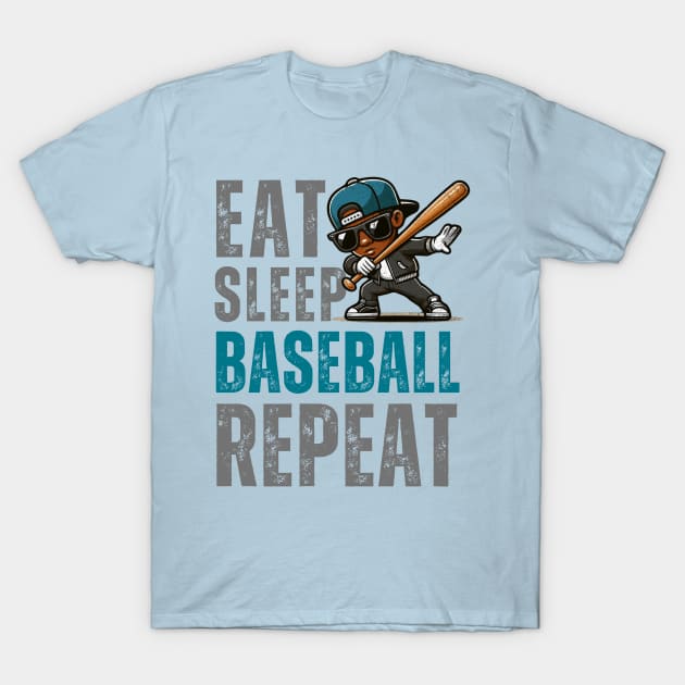 Dabbing boys sunglasses Eat Sleep Baseball Repeat girls kid gift T-Shirt by MetAliStor ⭐⭐⭐⭐⭐